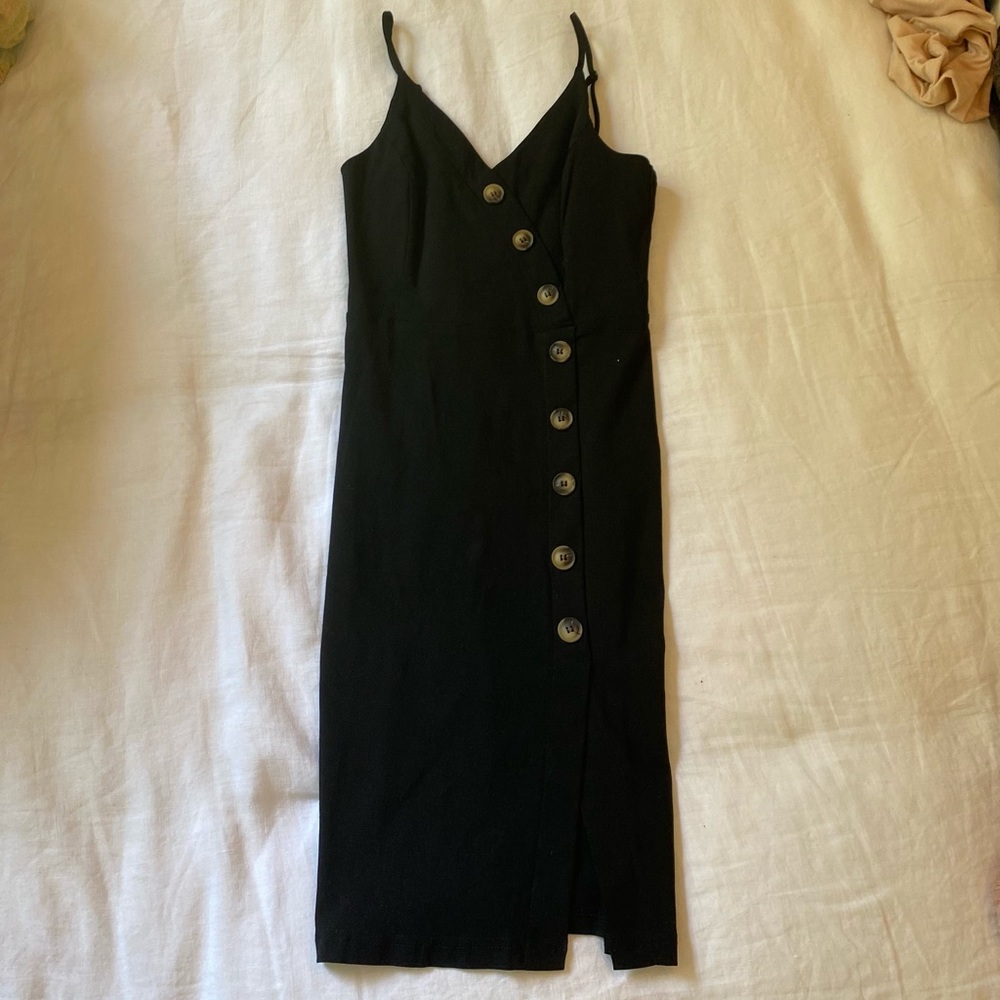 She and Sky Black Midi Dress